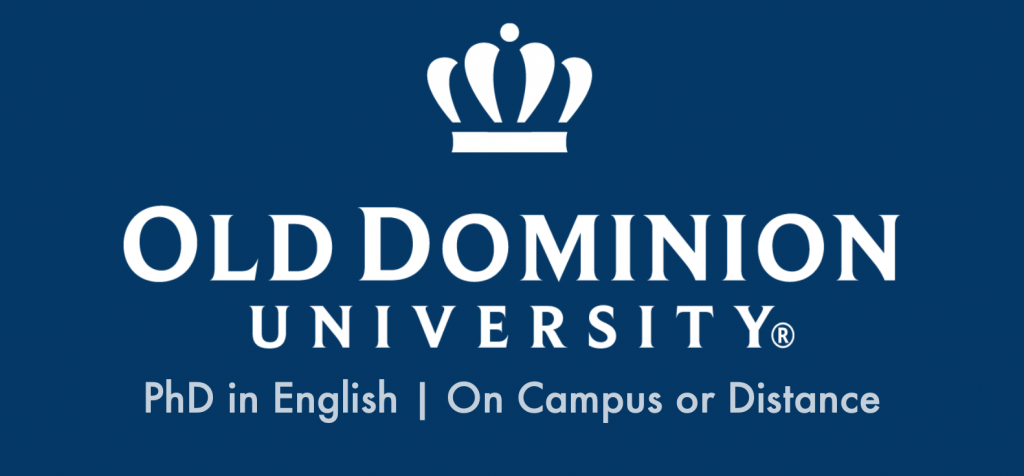 ODU ad stating: Old Dominion University: PhD in English, On-Campus or Distance