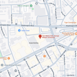 Screenshot of Google Maps view of the Van Metre Hall on GMU campus.